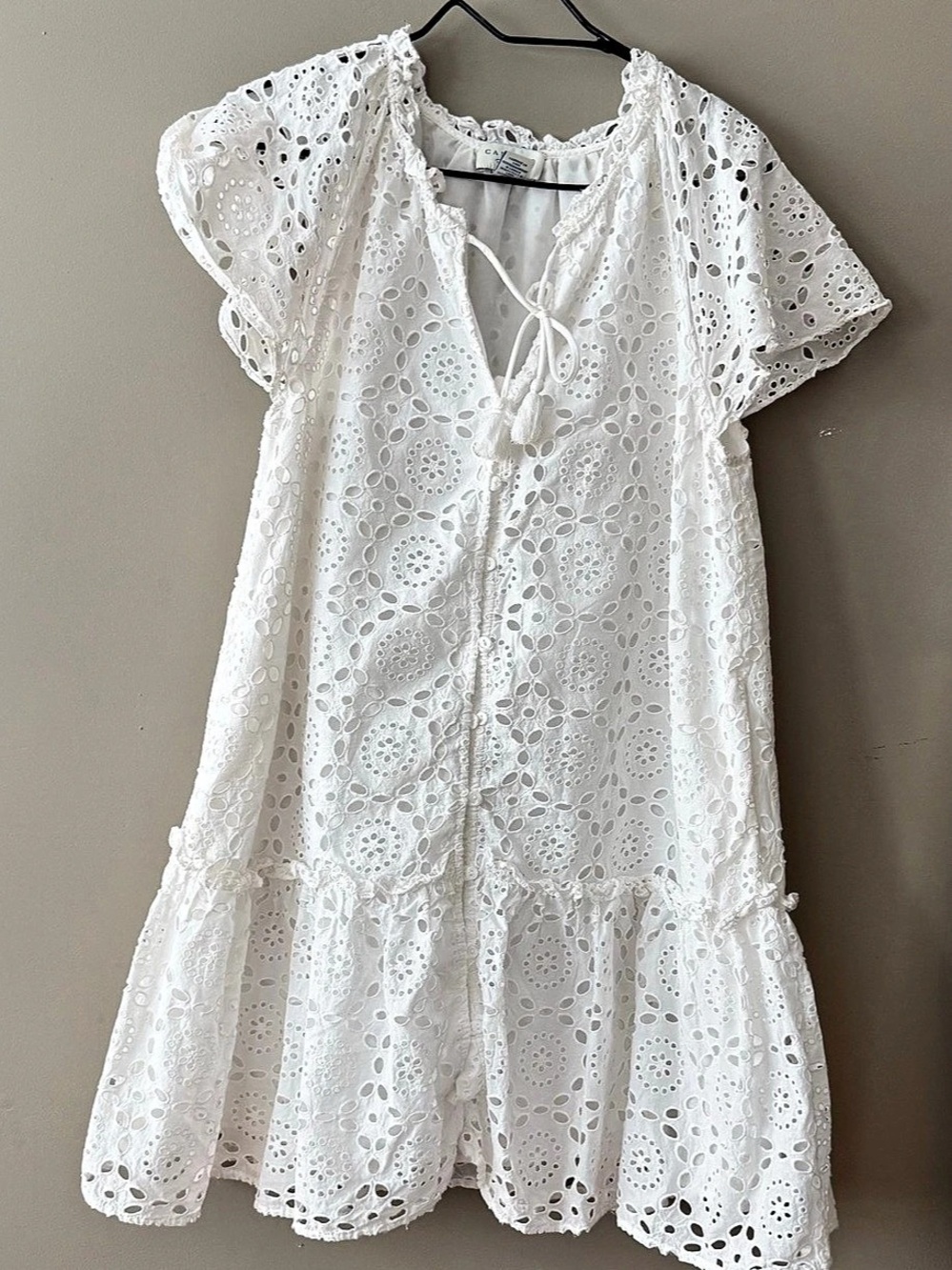 Calypso St. Barth White Eyelet Mini Dress Size Small